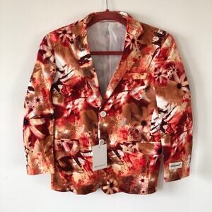 Braveman Boy’s Floral Blazer Orange/ Brown Size 8